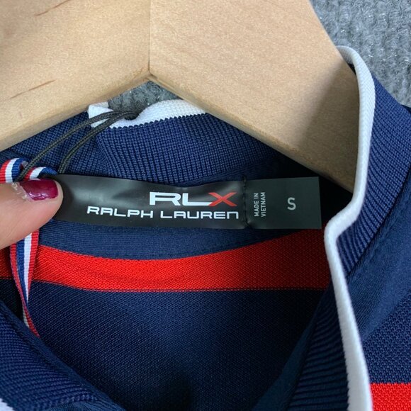 NWT RLX Ralph Lauren 2016 RYDER CUP WOMEN’S SZ SMALL SHIRT STRIPED NAVY RED USA - Picture 10 of 13